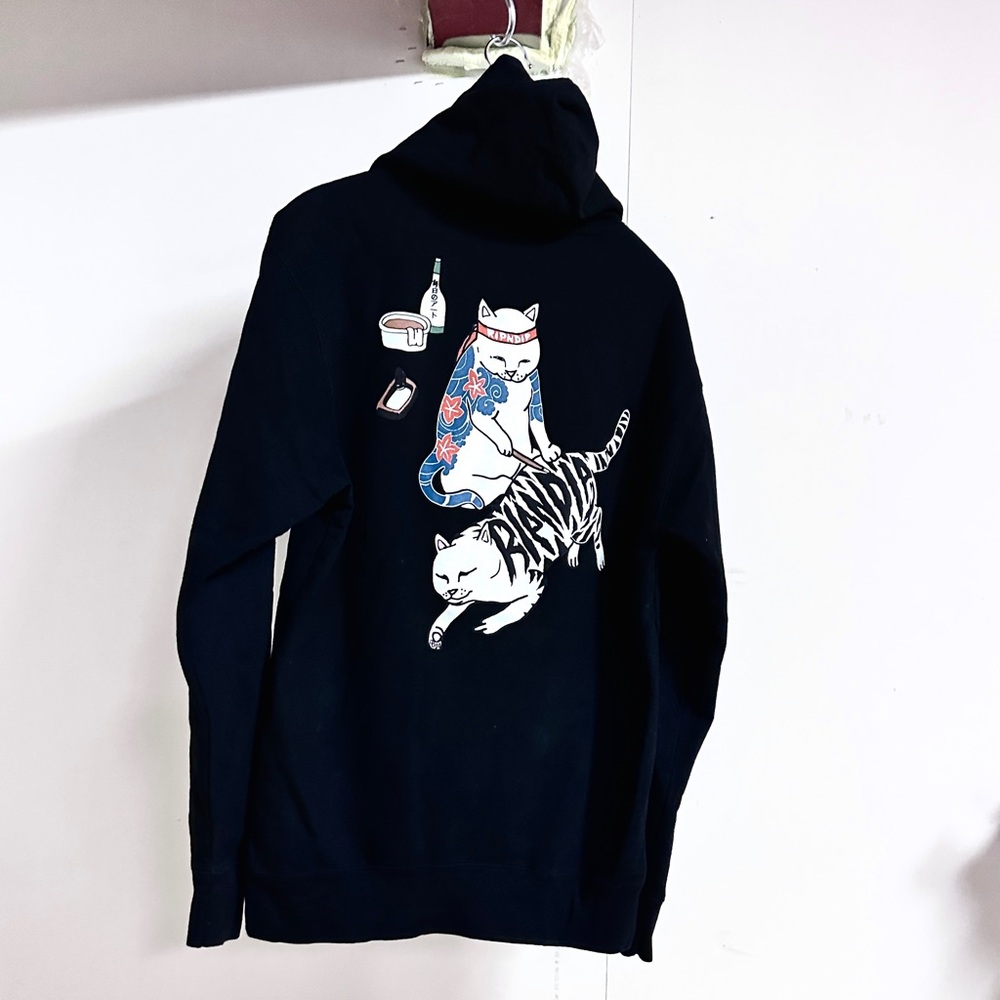 Ripndip Black Hoodie with Cat Tag